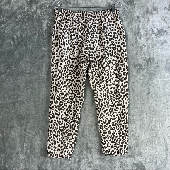 J Crew Leopard Print Linen Blend Plants 4 Stretchy Waist Jaguar Animal Preppy - Picture 6 of 14